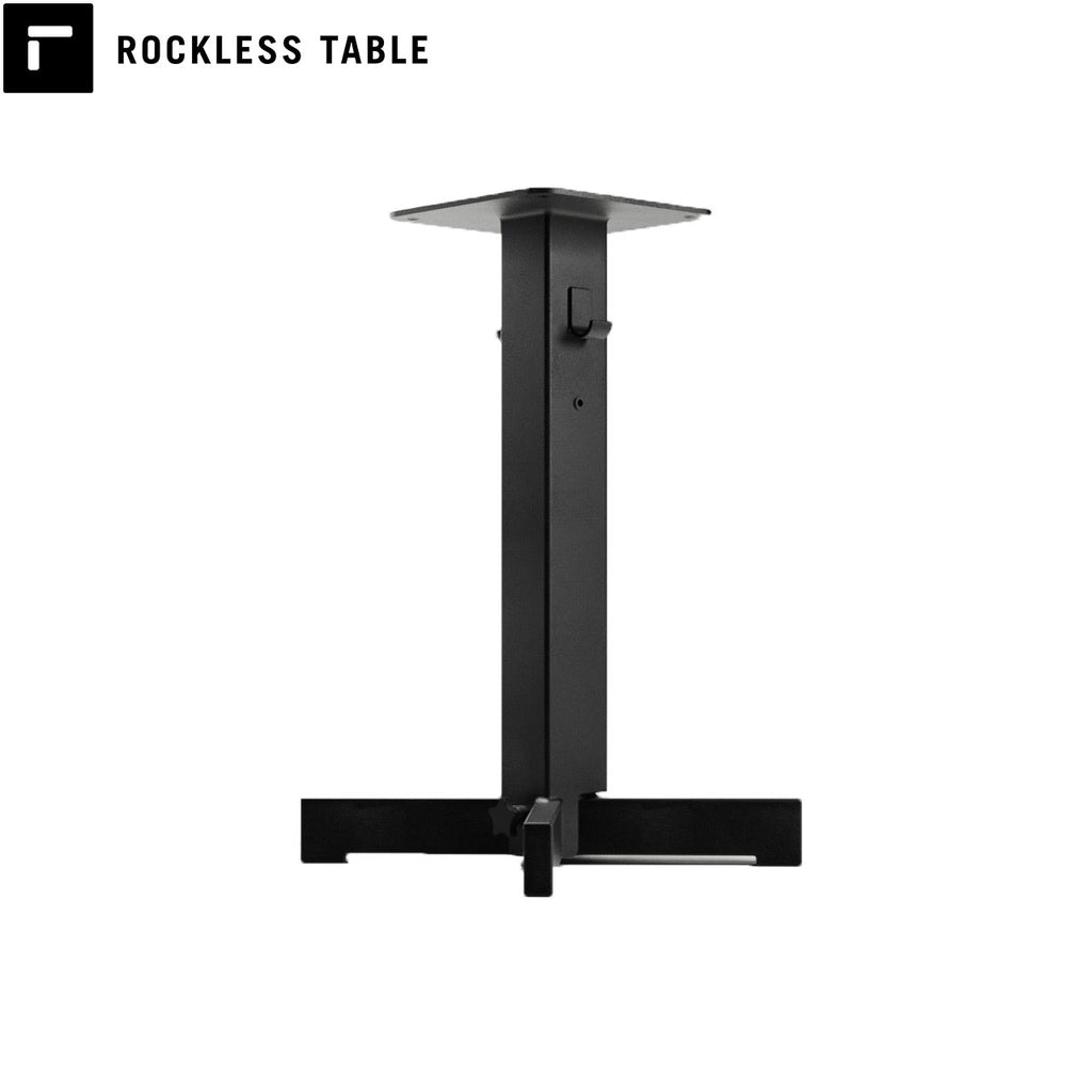 Rockless Table patented pendulum table base for restaurants. Wobble-free restaurant table base dining height made in USA