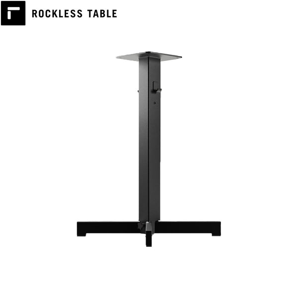 Rockless Table patented pendulum table base for restaurants. Wobble-free restaurant table base dining height made in USA