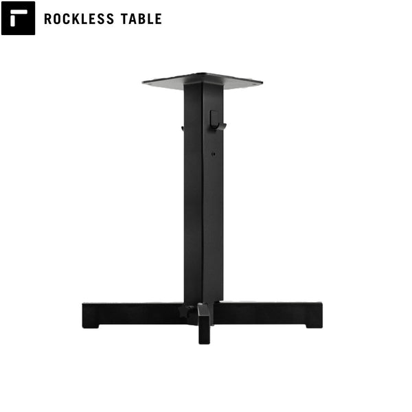 Rockless Table patented pendulum table base for restaurants. Wobble-free restaurant table base dining height made in USA