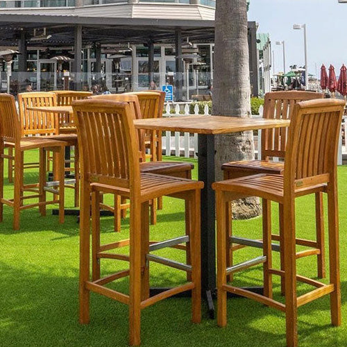 Rockless Table patented pendulum table base for restaurants. Wobble-free restaurant table base dining height made in USA