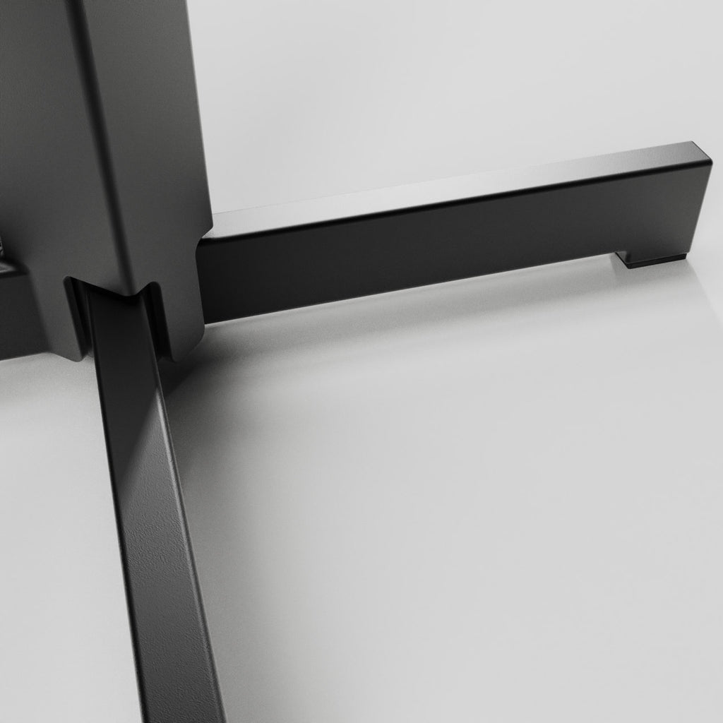 Rockless Table patented pendulum table base for restaurants. Wobble-free restaurant table base dining height made in USA