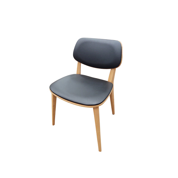 Oak Street Manufacturing Harbor Chair solid European Beech natural clear coat black vinyl seat and back indoor dining