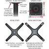 Technical diagram of a speaker spider, tube top, and base with measurements and descriptions.