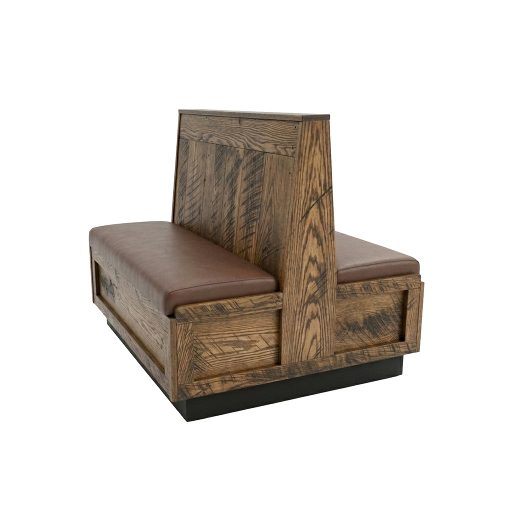 Reserve Booth Solid wood restaurant commercial booth Amish made in USA. Nassimi vinyl foam padded seat. Custom made