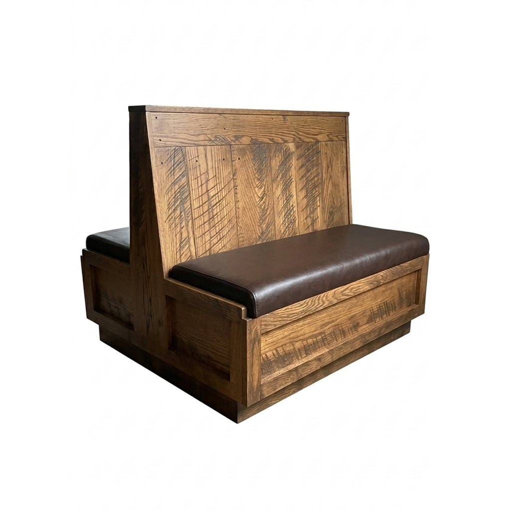 Reserve Booth Solid wood restaurant commercial booth Amish made in USA. Nassimi vinyl foam padded seat. Custom made
