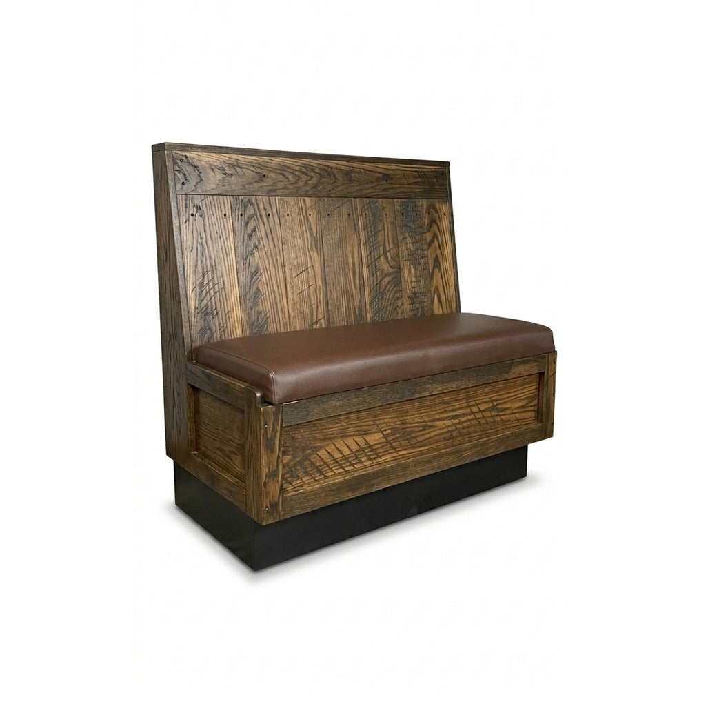 Reserve Booth Solid wood restaurant commercial booth Amish made in USA. Nassimi vinyl foam padded seat. Custom made
