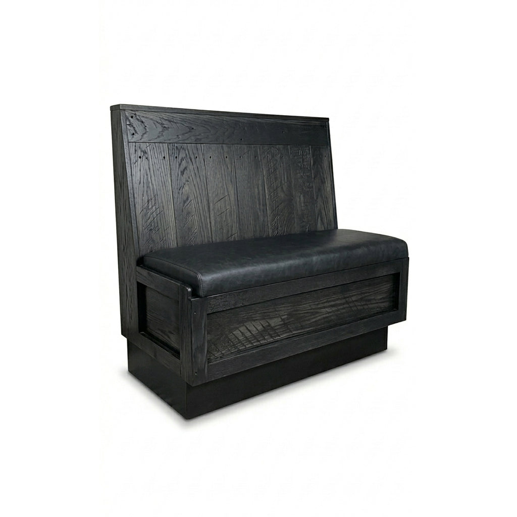 Reserve Booth Solid wood restaurant commercial booth Amish made in USA. Nassimi vinyl foam padded seat. Custom made