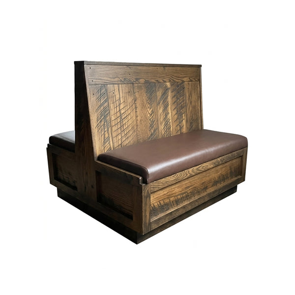 Reserve Booth Solid wood restaurant commercial booth Amish made in USA. Nassimi vinyl foam padded seat. Custom made