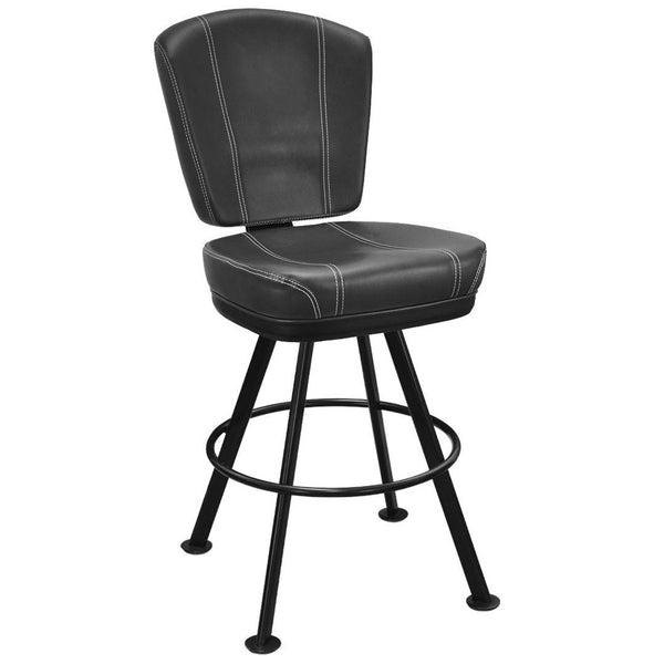 Riviera Black Bucket Barstool commercial restaurant casino stool with vinyl covered padded seat and strong 16 gauge steel base. 